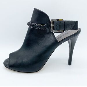 Michael Kors Black Open Toe Stiletto Bootie w/Chain Detail 8.5